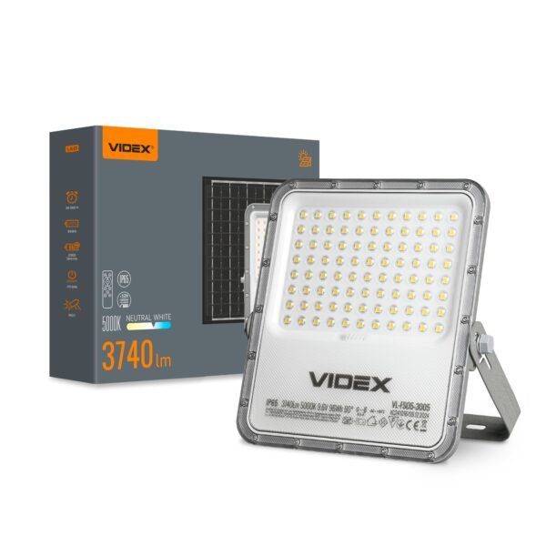 Proiector LED Solar Videx VL-FSO5-3005 3740LM 5000K - imagine 1