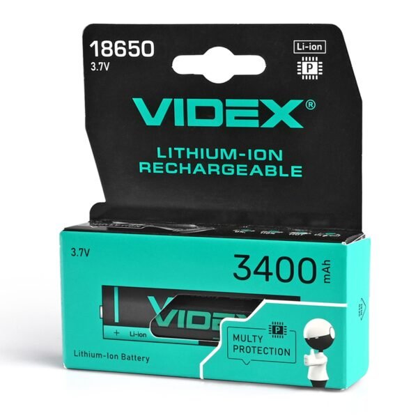 Baterie cu litiu-ion videx 18650-P 3400mAh cu cutie de culori de protecție/1PC - imagine 1