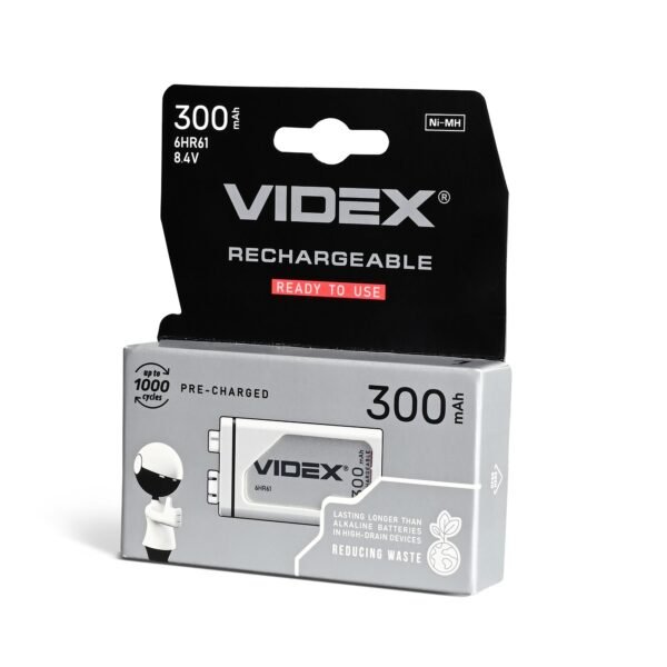 Baterie reîncărcabilă ni-MH Videx 6HR61 300MAH 1PC Blister - imagine 1