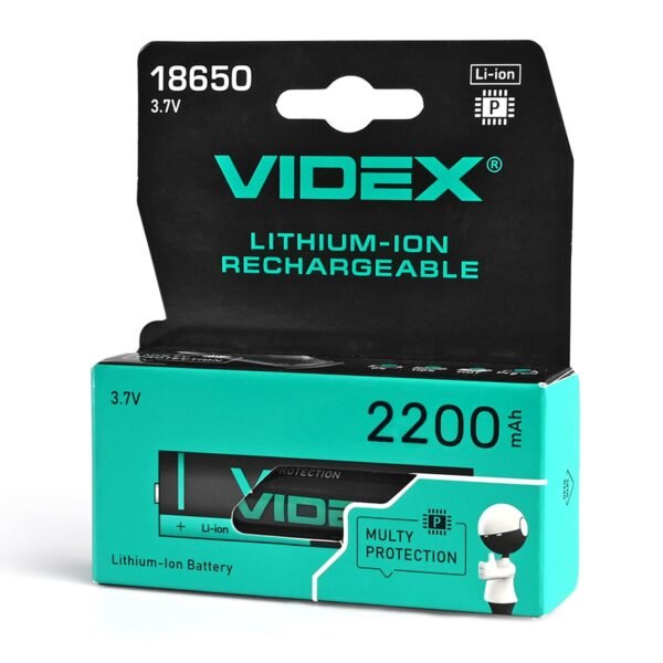 Baterie cu litiu-ion videx 18650-P 2200mAh cu cutie de culori de protecție/1PC - imagine 1