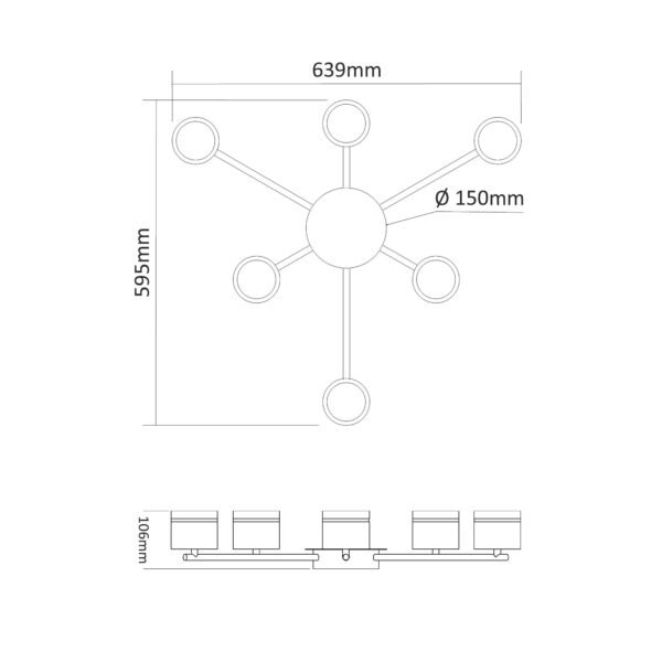 Corp de iluminat de tavan tip spot VIDEX pentru 6 lămpi GX53 - imagine 4