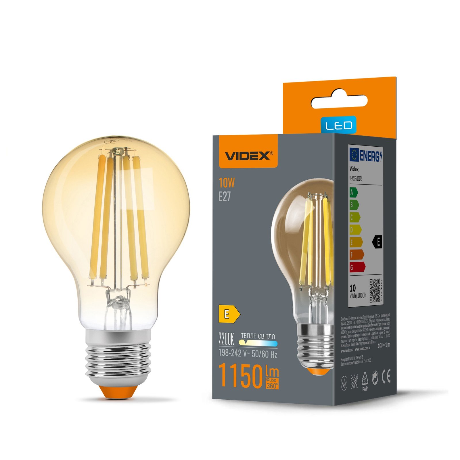 vl-a60fa-10272-00.jpg Bec LED VIDEX Filament A60FA 10W E27 2200K bronz – E27 Filament Vintage | VIDEXLED - imagine 1