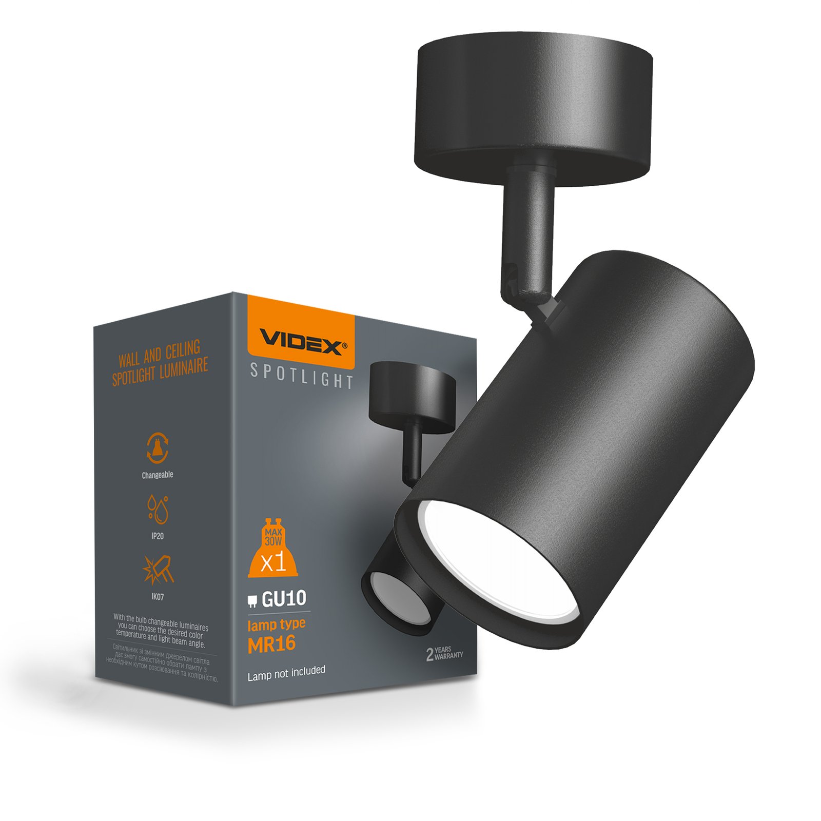 vl-spf05b-bfb.jpg Lampă pentru plafon GU10 negru VIDEX VL-SPF05B-BFB | Suport bec 1xGU10 - imagine 1