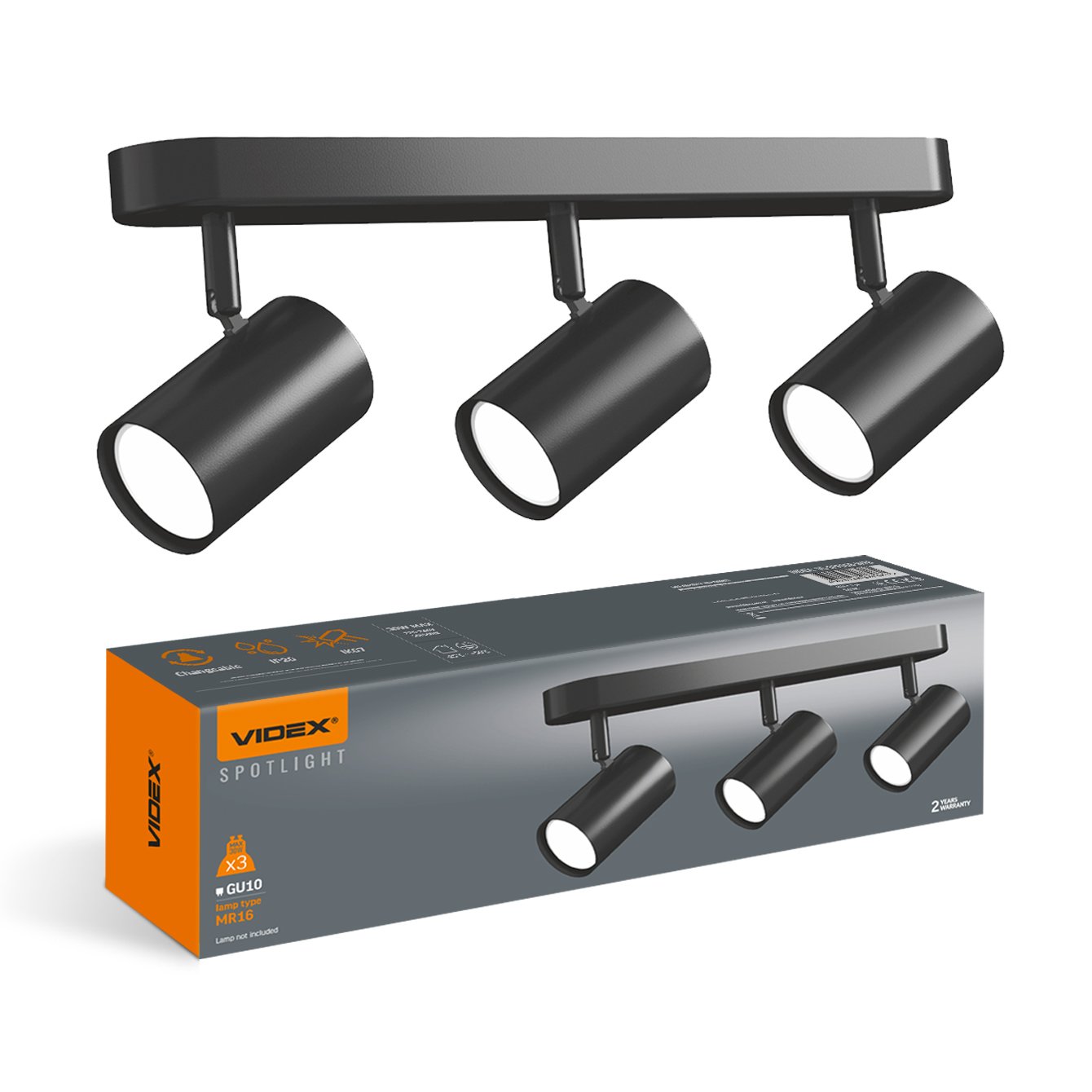 vl-spf05b-wfb.jpg Spot LED Aplicat 3xGU10 Negru VIDEX VL-SPF05B-WFB | Corp Iluminat Plafon - imagine 1