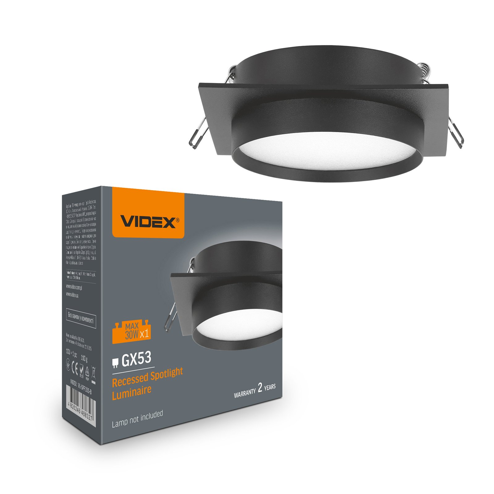 vl-spf33s-b-00.jpg Proiector încastrat VIDEX pentru lampă GX53 VL-SPF33S-B - imagine 1
