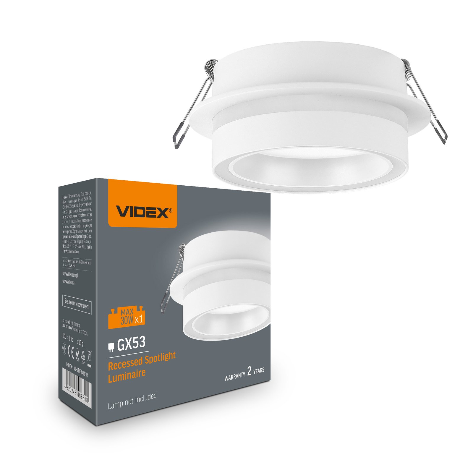 vl-spf34r-w-00.jpg Corp de iluminat spot încastrat VIDEX pentru lampă GX53 VL-SPF34R-W - imagine 1