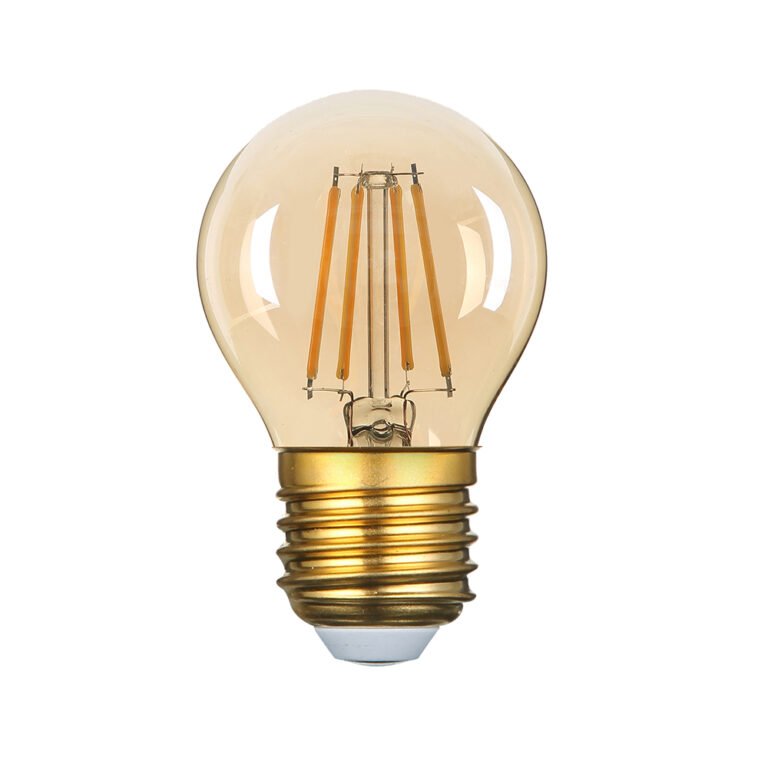 Bec LED din plastic G45 E27, 4 W, sticlă aurie, cu intensitate reglabilă