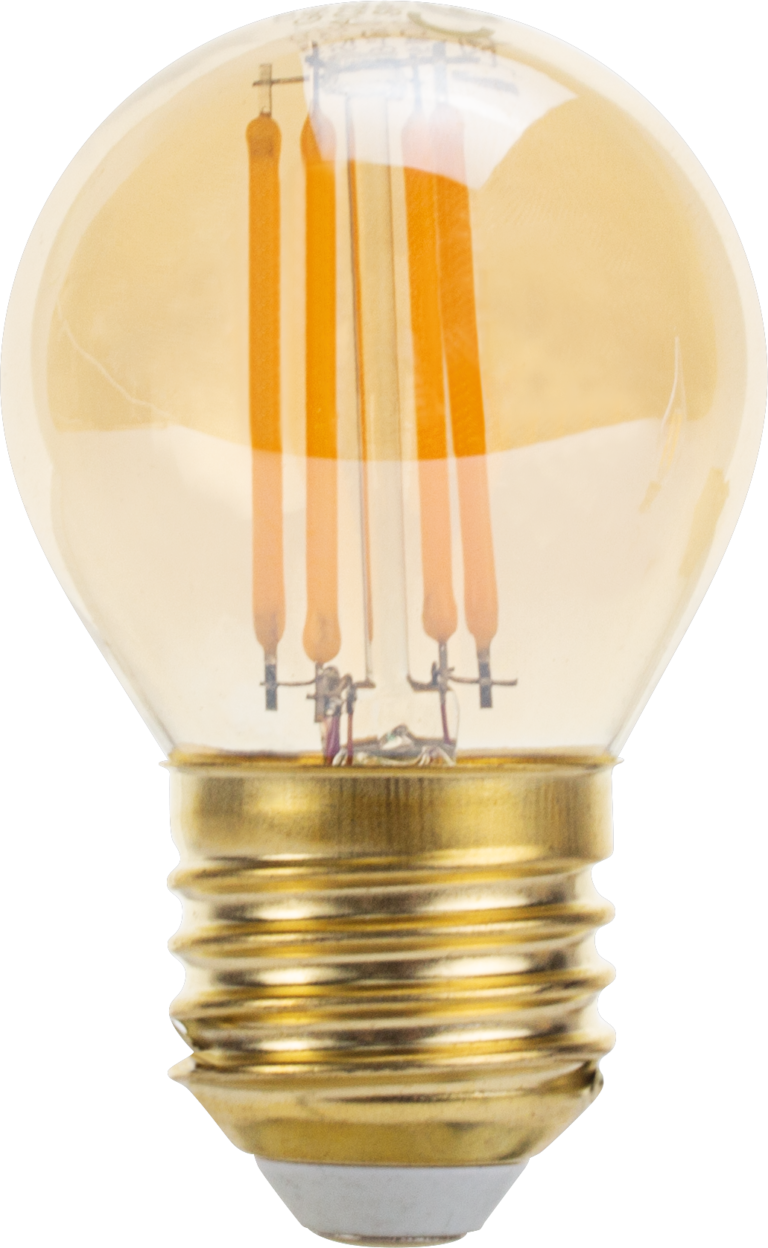 Bec LED din plastic G45 E27, 4 W, sticlă aurie, cu intensitate reglabilă