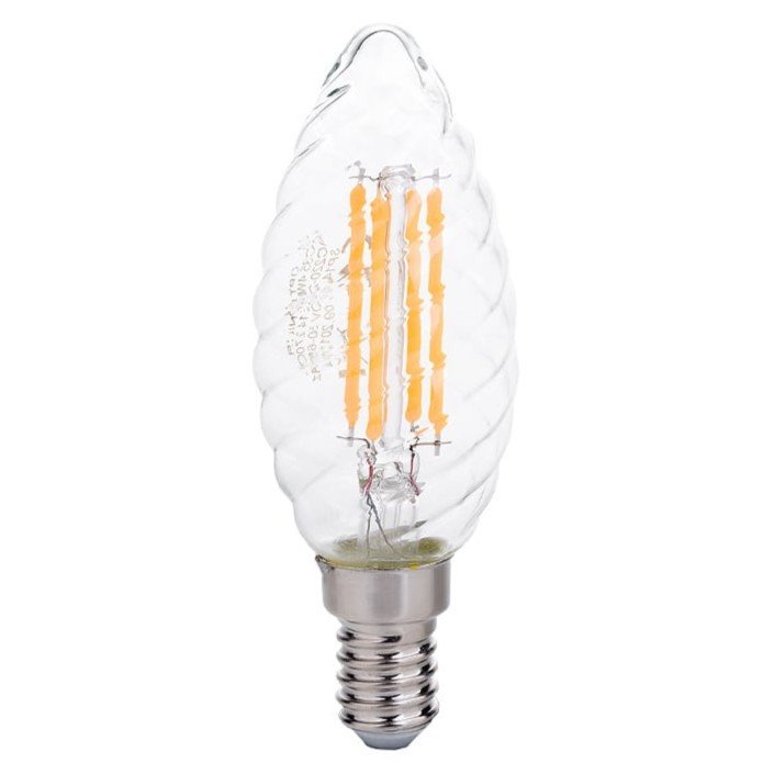 Lumânare LED răsucită C35 E14 cu filament de 4 W