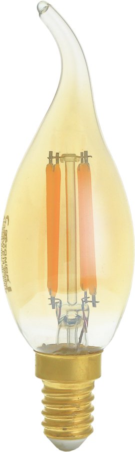 Bec LED tip lumânare cu filament C35T, soclu E14, sticlă aurie, cu intensitate reglabilă