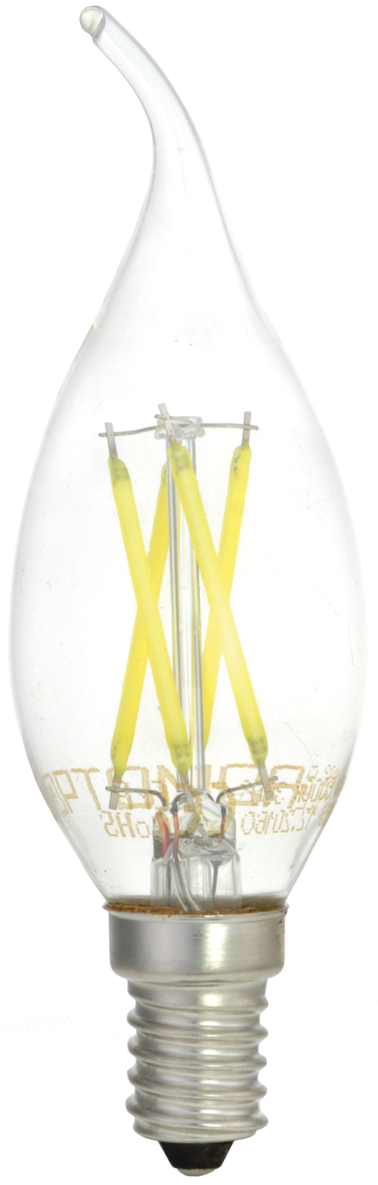 Bec LED tip lumânare cu filament C35T, soclu E14, sticlă transparentă, cu intensitate reglabilă
