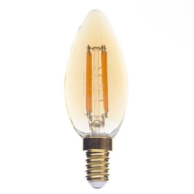 Bec LED tip lumânare E14 C35, sticlă aurie