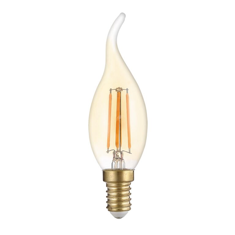 Bec LED tip lumânare E14 T35 cu sticlă aurie