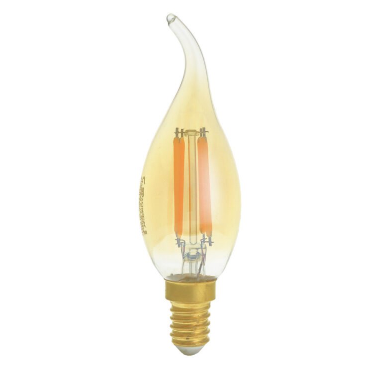 Bec LED tip lumânare E14 T35 cu sticlă aurie