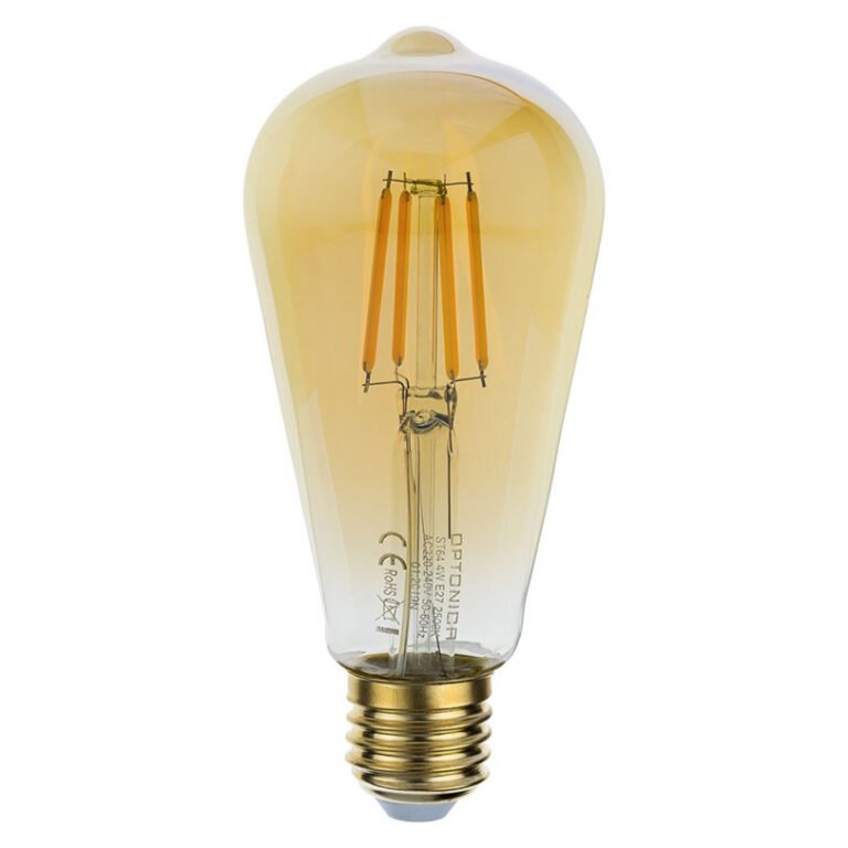Bec LED E27 ST64 cu sticlă aurie