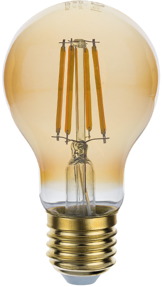 Bec LED A60, 8 W, cu filament, sticlă aurie, cu intensitate reglabilă