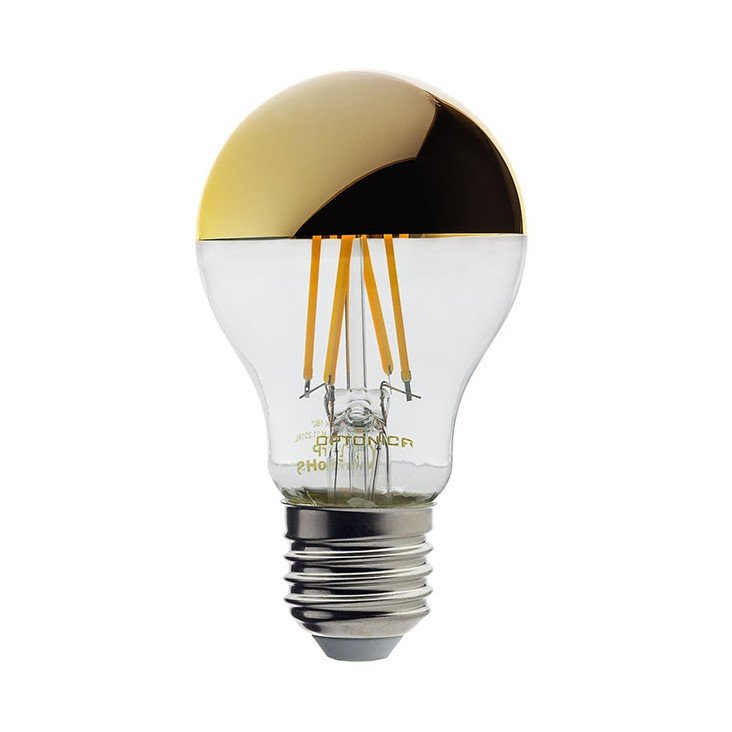 Bec LED A60 cu sticlă pe jumătate aurie