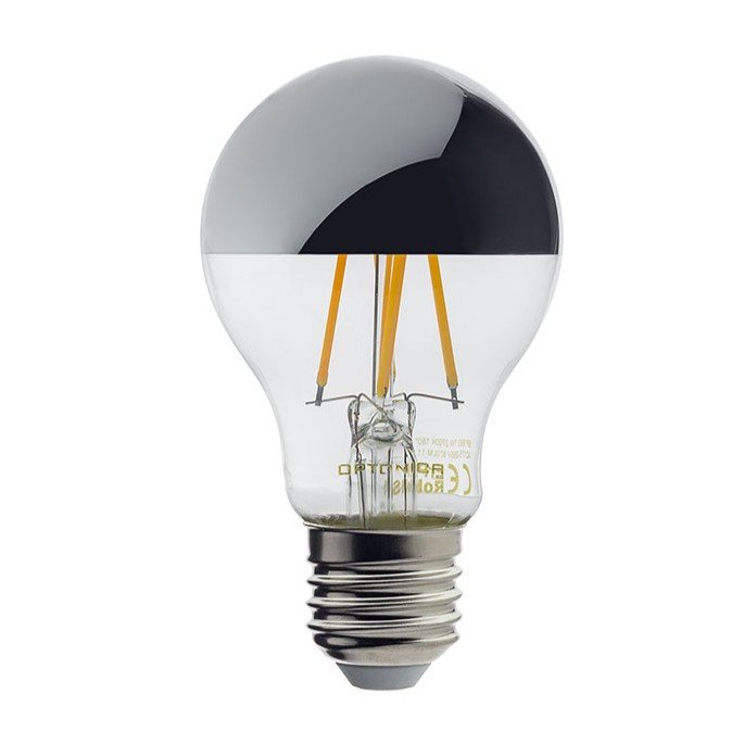 Bec LED A60 E27 cu sticlă parțial argintie