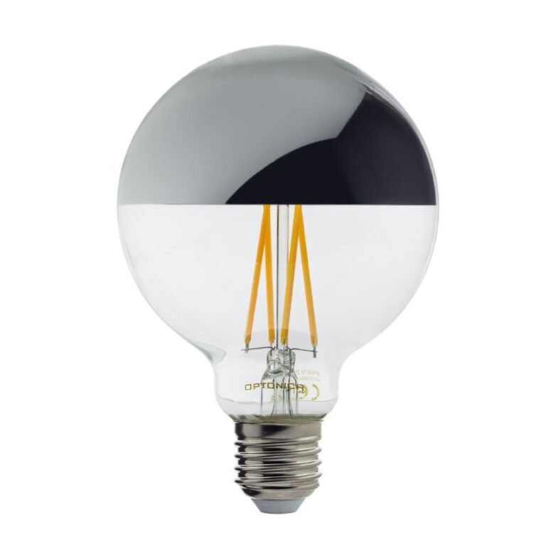 Bec LED G95 E27 cu sticlă pe jumătate argintie
