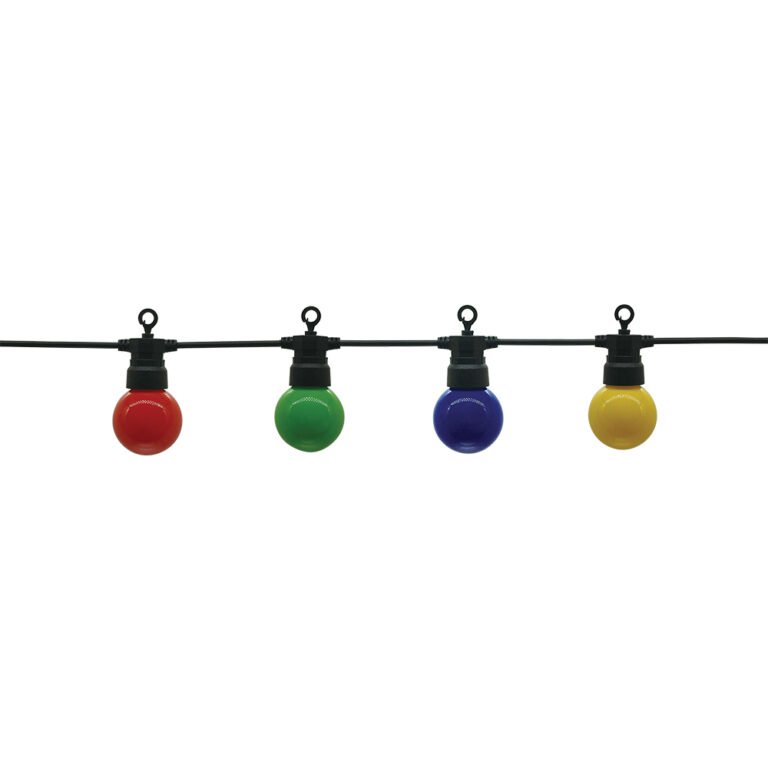 Ghirlandă luminoasă neagră pentru exterior, cu becuri colorate, 10 buc.