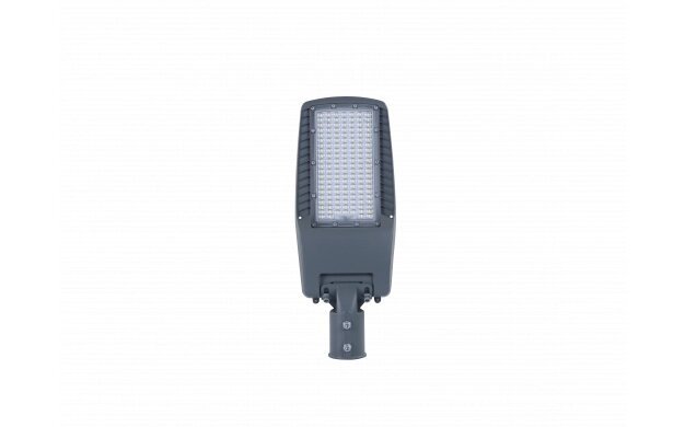 Lampă stradală cu LED de 100 W, carcasă gri, cip LUMILEDS, IP65, unghi de iluminare 75x130° – soclu NEMA