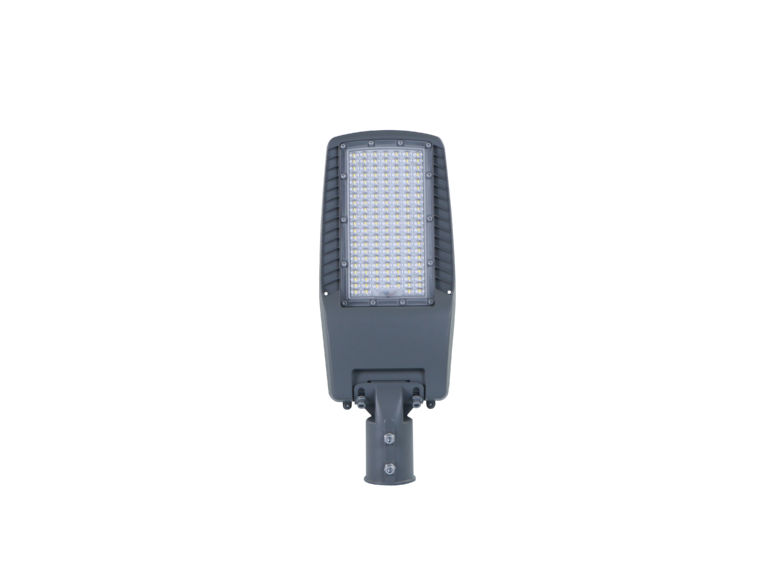 Lampă stradală cu LED de 100 W, carcasă gri, cip LUMILEDS, IP65, unghi de iluminare 75x130° – soclu NEMA