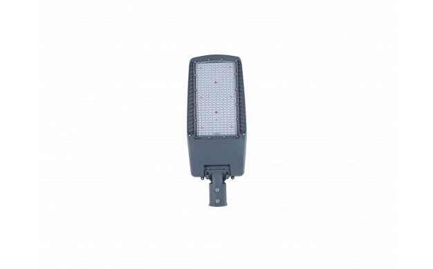 Lampă stradală cu LED de 200 W, carcasă gri, cip LUMILEDS, IP65, unghi de iluminare 75x130° – soclu NEMA
