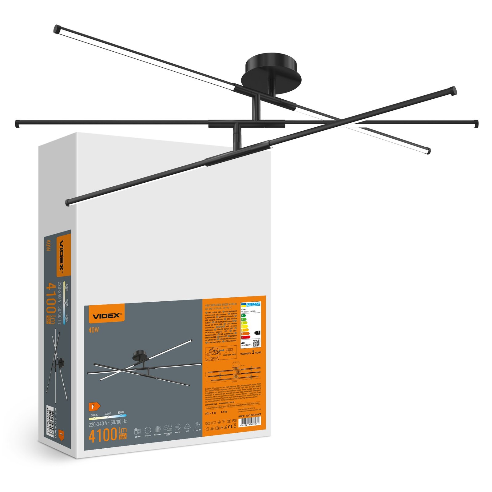 vl-cld013-40cb-00.jpeg Plafoniera LED VIDEX CLD013 40W 3000K-4000K-6000K 230V Negru - imagine 1