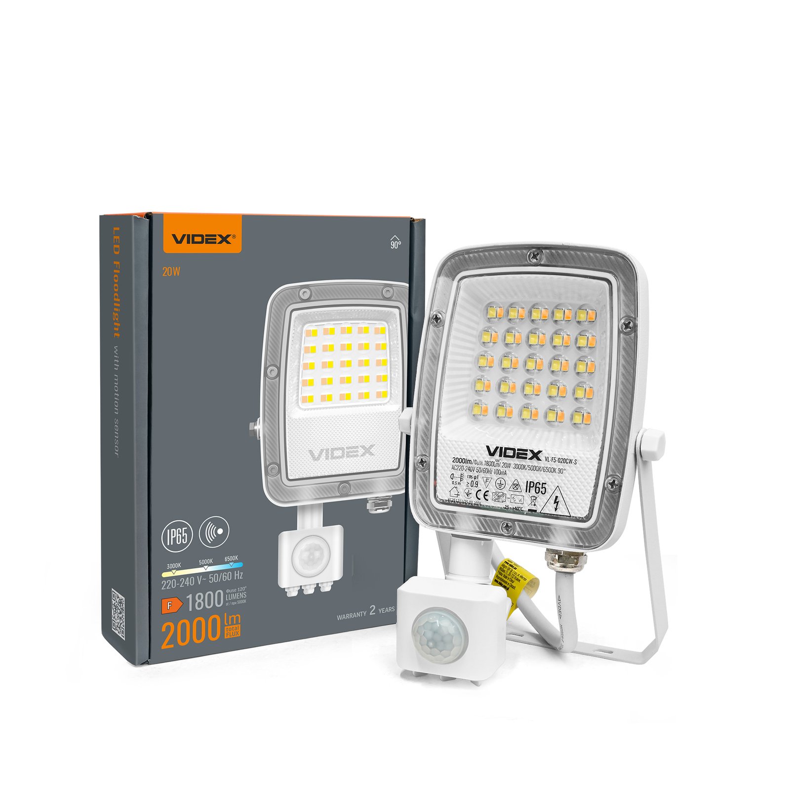 vl-f5-020cw-s-00.jpg Proiector LED cu Senzor de Mișcare VIDEX 20W CCT IP65 2000lm - imagine 1